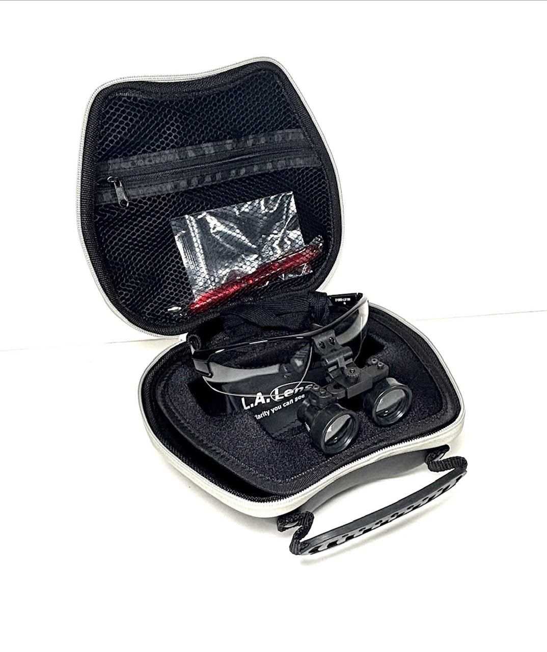 LAST UNIT w/CASE - S 3.3x Expanded Field Flip-Up Loupes on Sport Frame - LA Lens by SheerVision