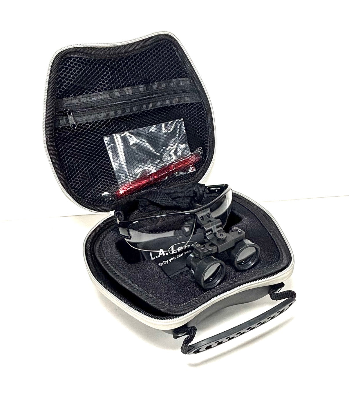 LAST 8 UNITS w/CASE - R 3.3x Expanded Field Flip-Up Loupes on Sport Frame - LA Lens by SheerVision
